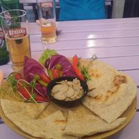 Nann with truffle hummus at Artha in Porec