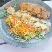 Soja Medaillons mit Bratkartoffeln at Artha in Porec