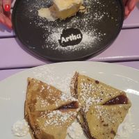 daily cake, pancakes with jam at Artha in Porec