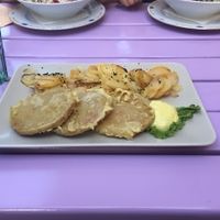Seitan in tempura with braised potatoes at Artha in Porec