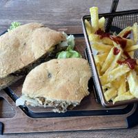 Vegan sandwich with fries  at Beer's in Coimbra