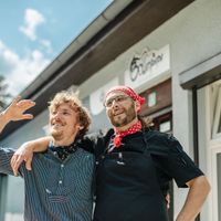 the heads of the restaurant at Bollenpiepe Restaurant in Berlin