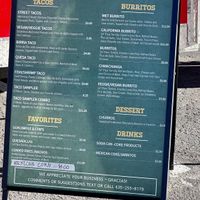 El Menu  at Tacos Sinaloa in Kanab