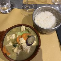 Green curry (without fish sauce) with tofu and rice  at Ristorante Mo in Milan