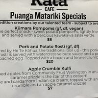 The specials menu during my visit  at Rata Cafe in Wellington
