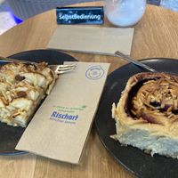 Apple tart and berry cinnamon roll  at Rischart Brot & Bar in Munich
