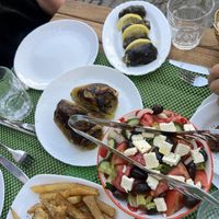 Vine leaves and peppers were vegan! Everything else, veggie   at Vojsava Restaurant in Gjirokaster