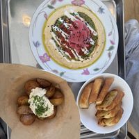 Hummus + roasted potatoes   at Grashka Deli in Ljubljana