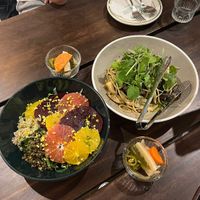 A salad and a mushroom pasta   at Uuum Eatery - 음 이터리 in Seoul