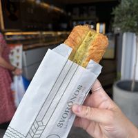 Potato & leek pie   at Svoronos Bakery in Santorini