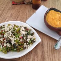 the warm salad and the creamy pleasure  at La Senda Restaurante in Playa Del Carmen