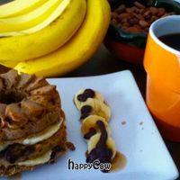 VEGAN BANANA MUFFIN WITH RAW CACAO GANACHE AND BANANAS! at La Senda Restaurante in Playa Del Carmen