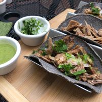 Tacos de carnitas at La Senda Restaurante in Playa Del Carmen