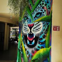 Painting inside at La Senda Restaurante in Playa Del Carmen