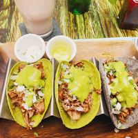 Jackfruit Tacos and Fresada Smoothie  at La Senda Restaurante in Playa Del Carmen