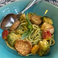 Vegan pasta pesto with grilled mushrooms  at O'ganic Concept Ari in Bangkok