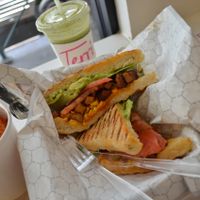 Southwestern Chicken Melt (average), Baked Sweet Potatoes (not good) at Terri - Financial District in New York City
