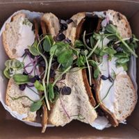 Cream Cheese & Bacon Bagel (Veganised) at Kettle Black in Paisley