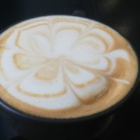 Oat milk latte at Kettle Black in Paisley