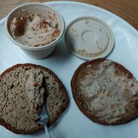 Cream cheese spread with rye bread purchased during vegan festa at The Rabbit - 더래빗  in Seoul