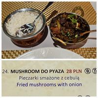 Mushroom Do Pyaza Gluten Free. My Favorite! at Masala Indian Restaurant in Slupsk