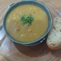 Coconut corn chowder with sweet potato (vegan) at Great Full Gardens - Midtown in Reno
