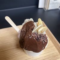 Cacao and banana ice cream, with a little strawberry to try!   at SHUKA - 種菓 in Kyoto
