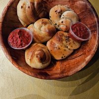 Vegan knots w vegan butter, garlic and marinara at Empire Slice House in Tulsa