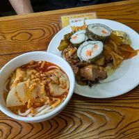 fresh noodles, veggie sushi, lots of dishes at Tian Fu Lou in Guilin