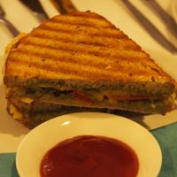 Best grilled 'cheese' ever, with tomatoes and pesto at DopHert in Amsterdam
