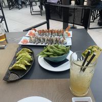 A nice choice. Edamame, gyozas and vege sushi.   at Picco in Mallorca