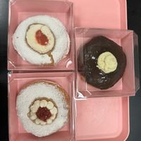 guava cloud, boston cream & strawberry shortcake   at Donut Flyer in San Diego