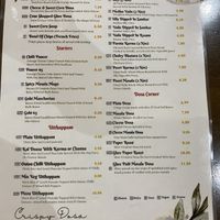 Menú  at Crispy Dosa in Bristol