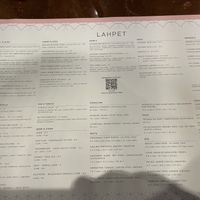 Menu  at Lahpet in London