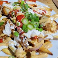 Vegan loaded fries at Cafetaria Overasselt in Overasselt