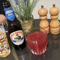 0.0 biertje en eem soort appelsap at De Vegetarische Slager Shop in Rotterdam