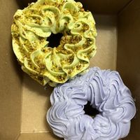 Pistachio and lemon lavender doughnuts. GF/V  at Sleepyhead Coffee - Main St in Chattanooga