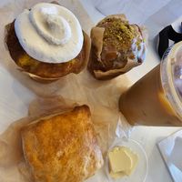 Biscuit, coffee cake muffin, pistachio orange muffin at Sleepyhead Coffee - Main St in Chattanooga