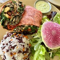 Mushroom wrap without goat cheesee  at Malibu Farm in San Diego
