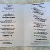 Food at bar menu  at Malibu Farm in San Diego