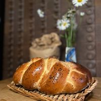 Challa, Jewish bread with blue poppy seeds. at Koyasan Space in Wakayama