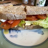 A perfect veggie sando with homemade bread. at Koyasan Space in Wakayama