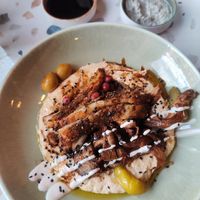 Hummus with halloumi and mushrooms at The Hummus Connection  in Nuremberg