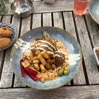 Spicy Hummus with Falalfel, Cauliflower and Potato  at The Hummus Connection  in Nuremberg