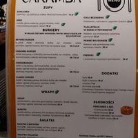 Menu page 1 at Caramba in Gorlice