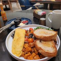 Plant based American breakfast and coffee at The Good Plate in Las Vegas