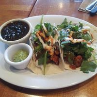 Korean tacos with beans and spicy sauce at Veggie Grill in Laguna Niguel