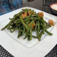 Green beans with tofu  at Bamboo House in Frenchtown