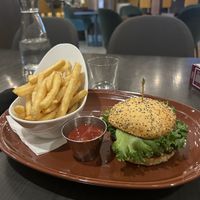 Beyond meat burger   at Monk 10 Taproom & Fine Eatery in Moncton