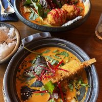 Creamy soup and peanut curry   at Cham  in Hamburg